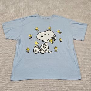Women's Blue Peanut Shirt Size XXL Snoopy Woodstock